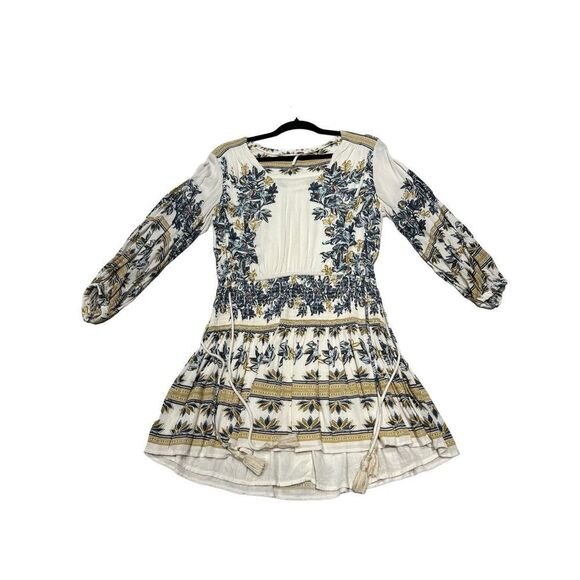 Free People Dresses & Skirts - Free People Women's Floral Moonlight Long Sleeve Mini Dress Ivory White Small